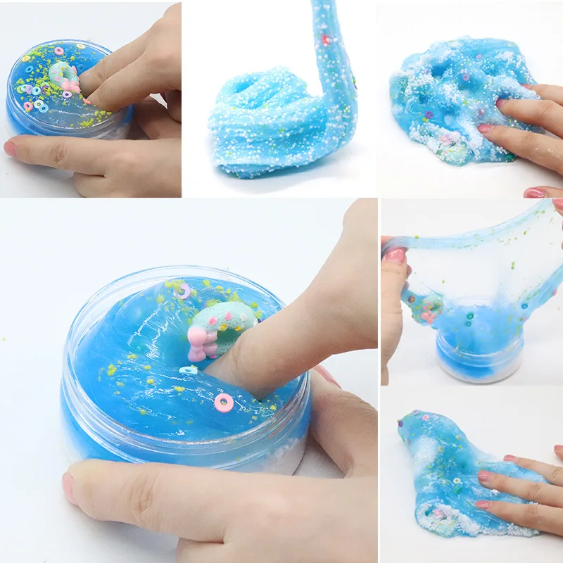 Новые игрушки для детей пончик для пены глина фимо DIY волшебный песок слайм с блестками снежинки пластелин слизь блеск декомпрессионные игрушки