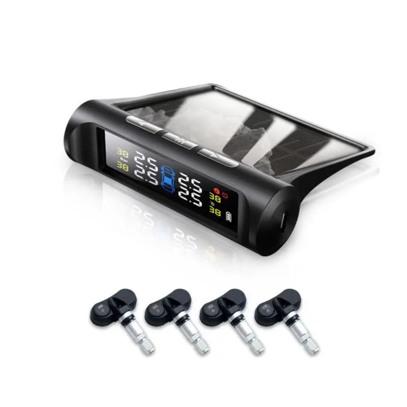 Солнечная Беспроводная TPMS автомобильные шины покрышки система контроля давления с 4 внутренним датчиком 57BA