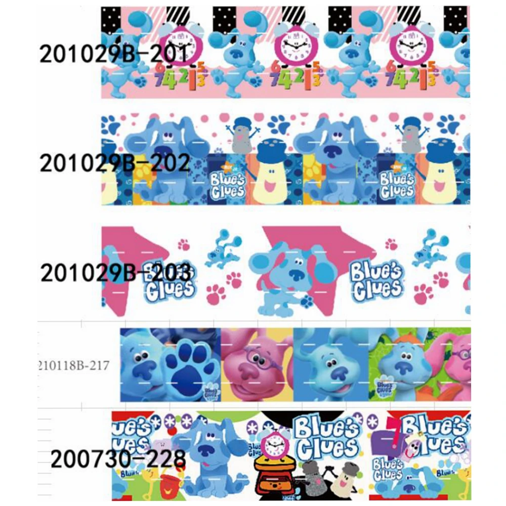 

Blue Dog Cartoon Grosgrain Ribbon Printed 25mm 38mm10yards for DIY Bow Holiday Craft Decoration Material