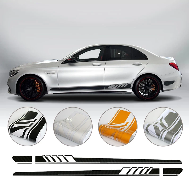 Car Racing Sport Stickers Body Side Skirt Car Stickers Vinly Decals For