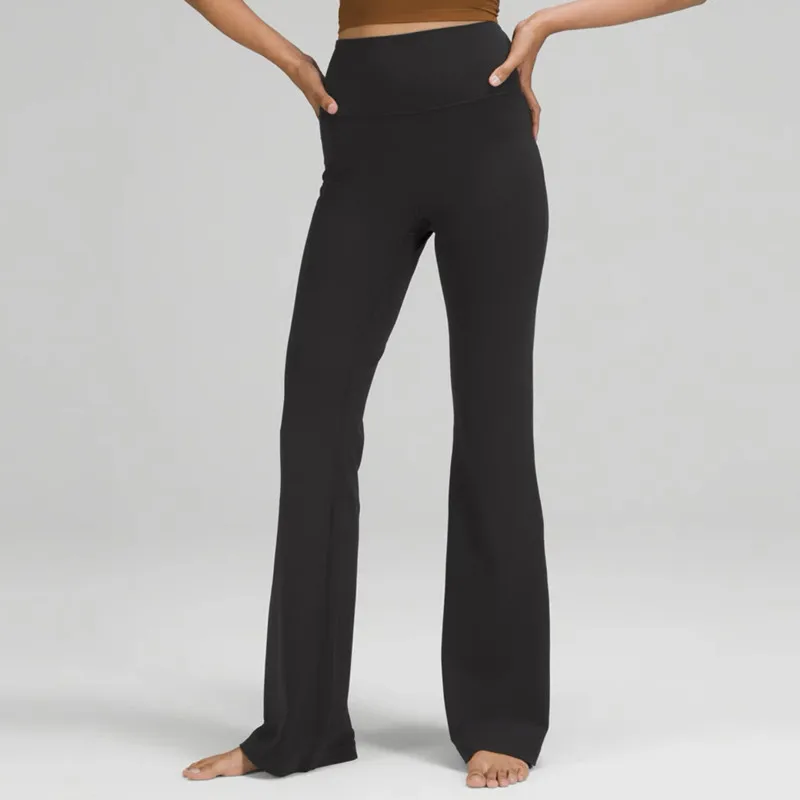 Women High Waist Black Flared Trousers 