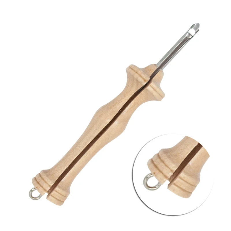 1Pc Knitting Embroidery Punch Threader Needle Pen Side Slit Sewing Accessories DIY Wooden Handle Weaving Tool Craft 