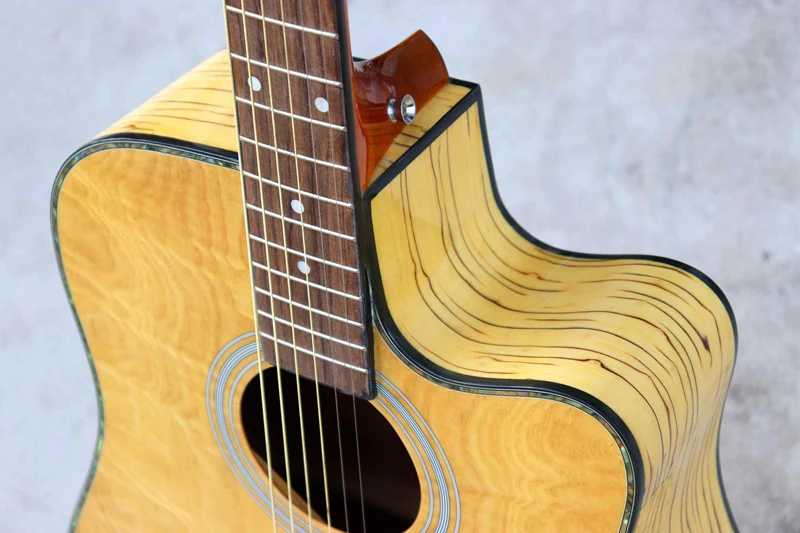 Зебра Дерево электроакустическая гитара 41 дюймов высокий глянец с бесплатной струной народная гитара ra хорошее качество