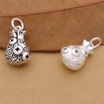 

3pcs 100% S925 Sterling Silver Thai Silver Lucky purse Pendant DIY Bracelet Necklace Bead Bracelet Jewelry Accessories