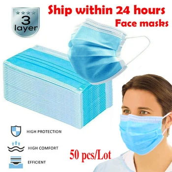 

50/100 PCS Mouth Mask Men Women Anti Dust Face Maskswaterproof Antibacterial 3-layer Protection Breathe Freely Face Mouth Mask