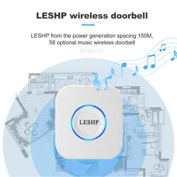 

LESHP Easy to Install Music Wireless Doorbell 150M Long-distance Remote Control Night Light 58 pieces of Chord Music