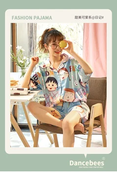 

Summer ice silk pajamas female short-sleeved thin silk students cute Korean version sexy summer two-piece suit home service