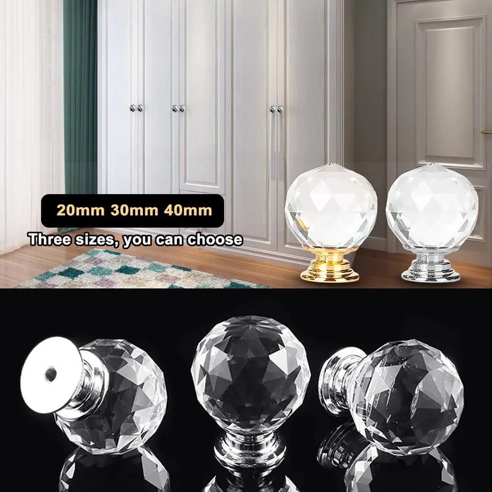 

20/30/40mm Crystal Glass Cabinet Knobs Kitchen Room Cabinet Cupboard Drawer Knob Wardrobe Handle Furniture Hardware