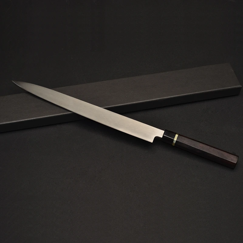 Японский Нож для суши сашими, кухонный, высокое качество, синяя сталь, 12 дюймов, Япония, янагиба, Филейный Нож для нарезки рыбы, нож для приготовления пищи, 12+ г