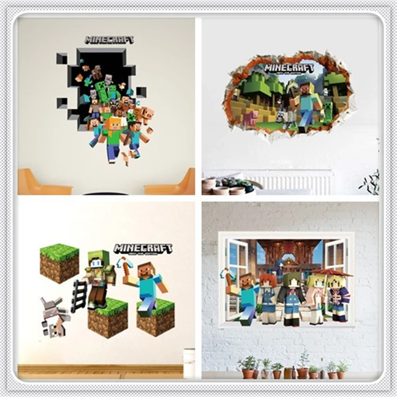 Яркие мозаичные 3D игры настенные наклейки Пиксельная игра плакат домашний декор настенные наклейки s для детских комнат