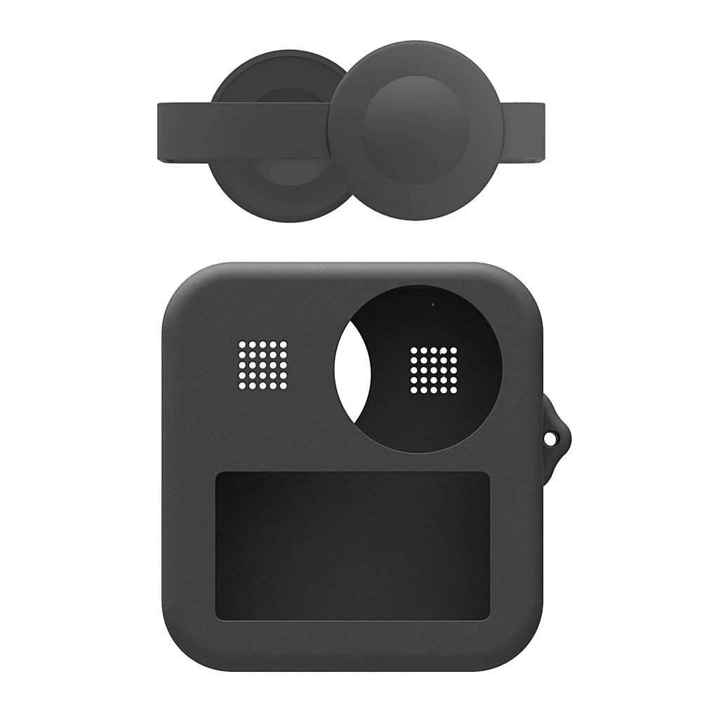PULUZ для GoPro Max двойные крышки объектива чехол+ Силиконовый мягкий защитный чехол устойчивый к царапинам/падению Чехол черный