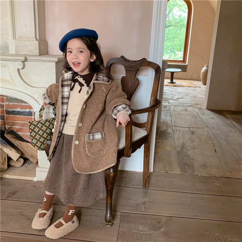 

Girls Baby's Kids Coat Jacket Outwear 2022 Brown Thicken Spring Autumn Cotton Sport Teenagers Overcoat Top Cardigan Children's C