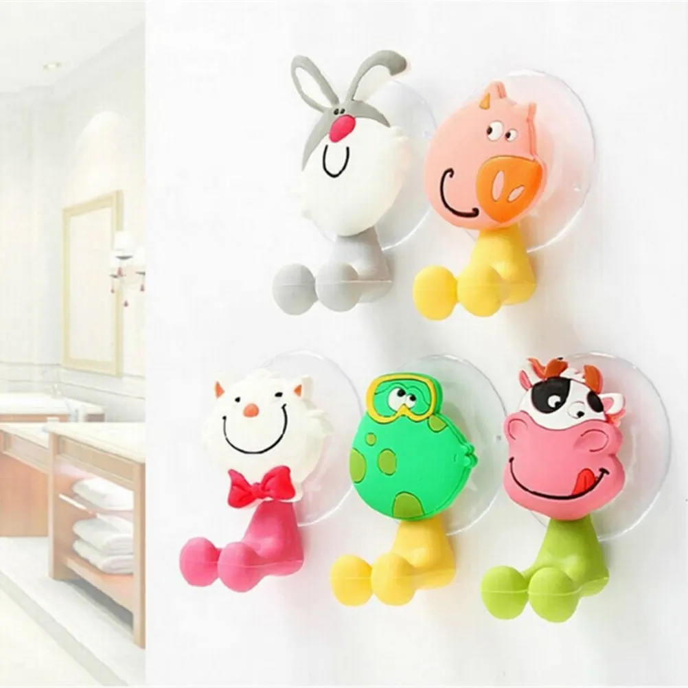 New Animal Silicone Kawaii Cartoon Sucker Toothbrush Holder Suction Family Set Wall Bathroom Eco-Friendly 5 PCS