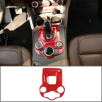 

Red Real 100% Carbon Fiber For Alfa Romeo Giulia Stelvio 2017 2018 2019 Car Interior Center Console Gear Shift Panel Cover Trim