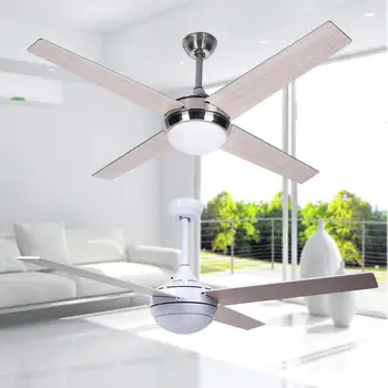 

52in Remote Control Wooden Retro Ceiling Fan Light Speed Adjustable For Bedroom Living Room Dinning Room Restaurant With Light
