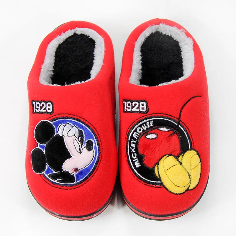 Disney/Детские хлопковые тапочки; Новинка года; зимние домашние Нескользящие теплые тапочки для мальчиков; детская обувь с объемным рисунком