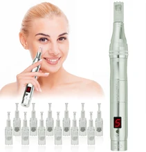 TBPHP M1 Derma Pen Microneedling Pen|LCD Display| 5 speed silent|With 12 pcs Microneedle Cartridges(2 color)