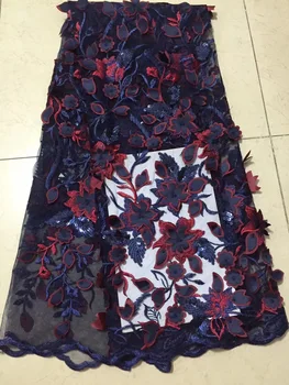 

Bridal Lace Fabric High Quality Nigerian Lace Fabrics 3d Flower Lace Embroiery Sequins Fabric For African Lace Material CD28911