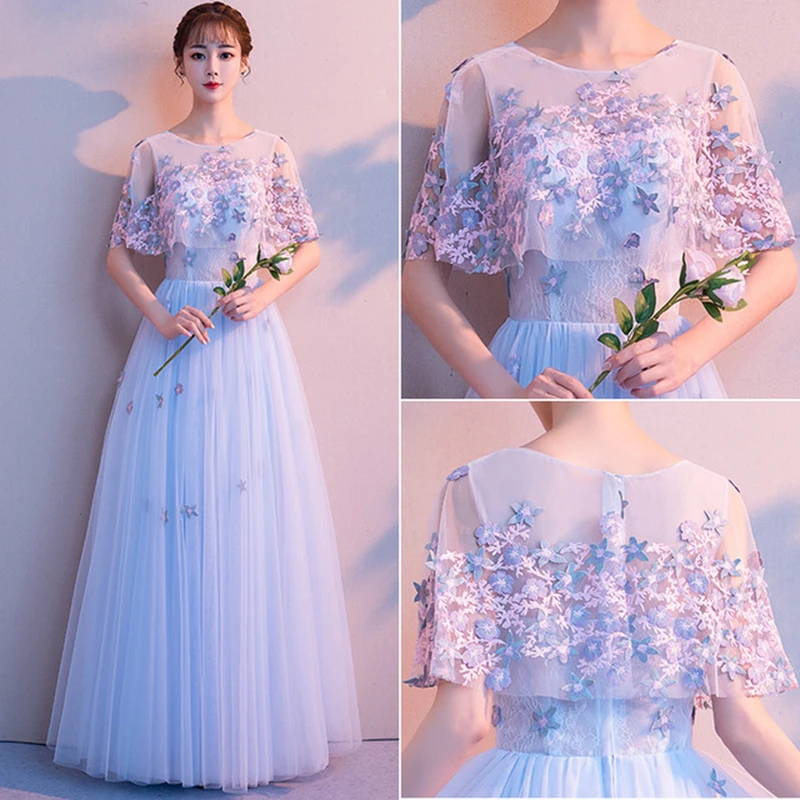 Bridesmaid dress female chinese bridesmaid dress long student dress girl sweet princess dress 18-year-old adult ceremony dress