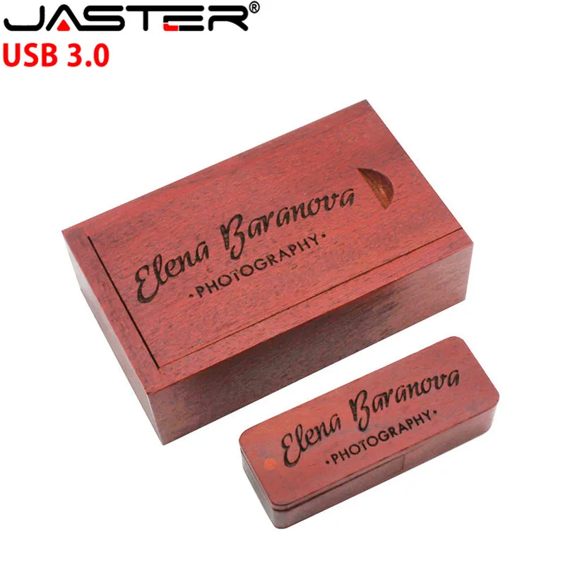 JASTER деревянный usb-накопитель 3,0, вращающийся USB+ коробка, 8 ГБ, 16 ГБ, 32 ГБ, 64 ГБ, 128 ГБ, USB флеш-накопитель Memoria, свадебные подарки, 10 шт., бесплатный логотип