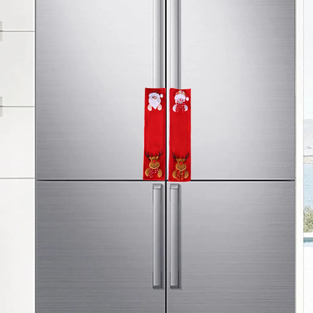 4 шт. ручка холодильника покрывает Рождество Микроволновая печь Посудомоечная машина дверные ручки перчатки мешковины холодильник перчатки крышка духовки