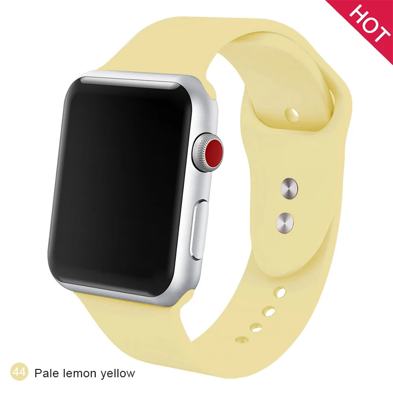 Lemon yellow Мягкий силиконовый сменный спортивный ремешок для 38 мм Apple Watch Series1 2 3 4 5 42 мм наручный браслет ремешок для iWatch Sports Edition - Цвет ремешка: Lemon yellow