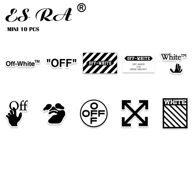 

Phone Stickers Waterproof Small Size 10 Pcs/set Black and White Vinyl Decals Off Logo Pegatinas for Laptop Journel Helmet Cups