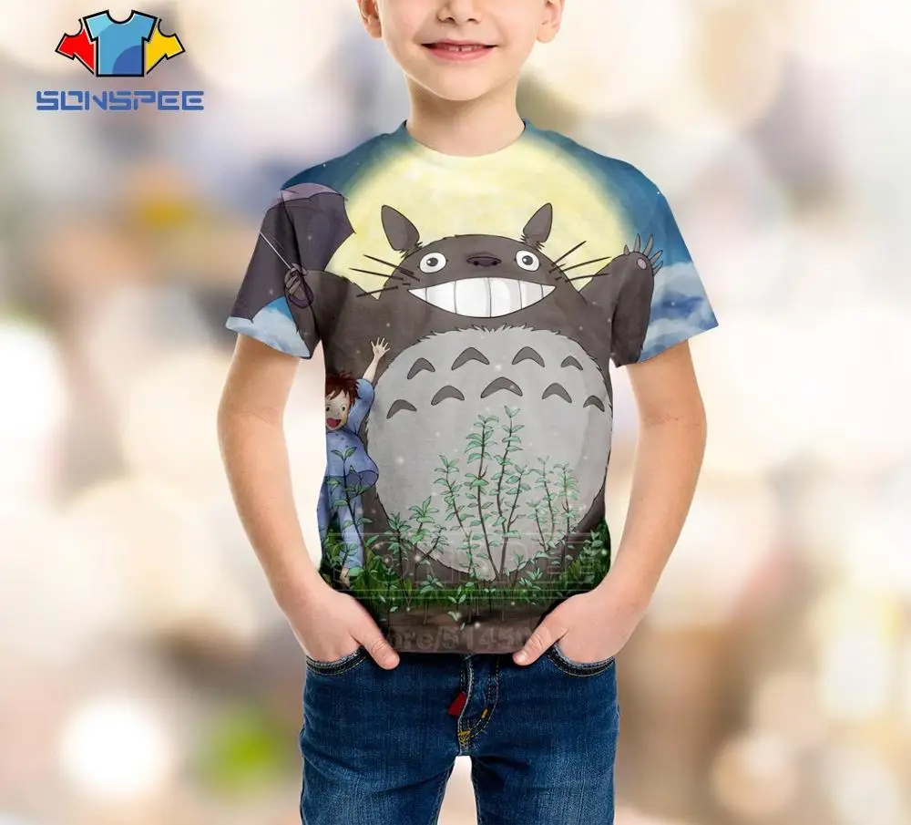 Футболка с аниме «Tonari no Totoro» Детский свитер для подростков детский топ в стиле хип-хоп с короткими рукавами и 3D принтом для мальчиков и девочек, Модный пуловер для малышей, C098 - Цвет: 9