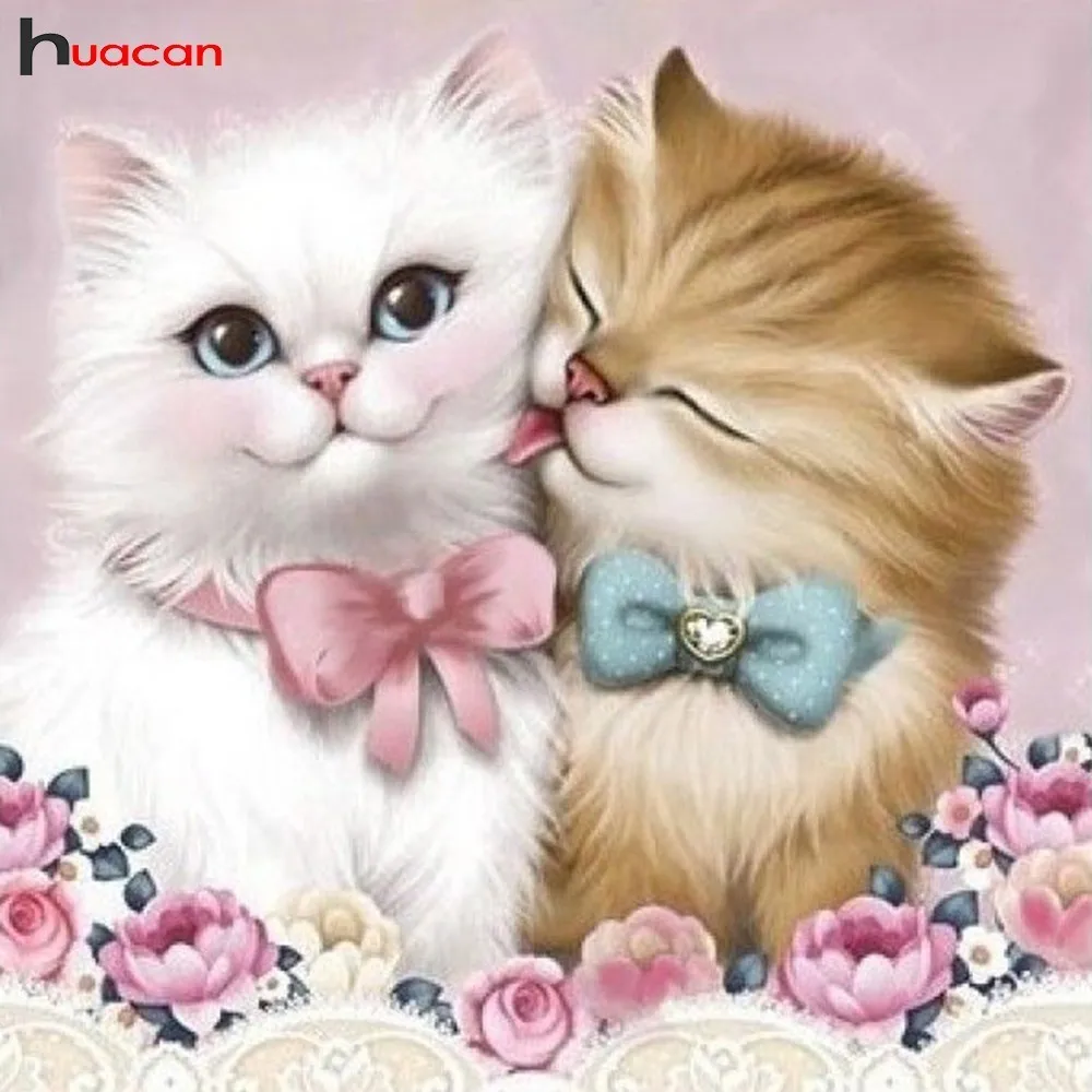 HUACAN 5D DIY Diamond Painting Cat Lovers Full Square Rhinestone Cross Stitch Mosaic Embroidery Wall Paiting | Дом и сад