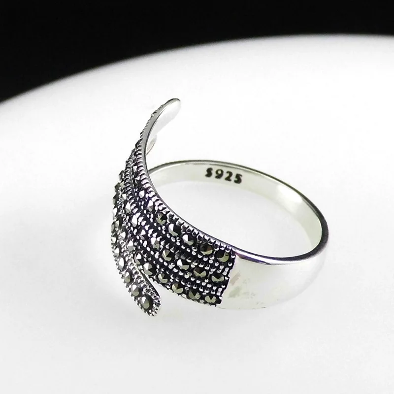 FNJ 925 Серебряный слинг MARCASITE Новая мода S925 Серебряные кольца для женщин ювелирные изделия регулируемый размер