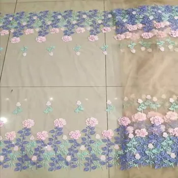

Exquisite bilateral flower embroidery French mesh African lace embroidery Nigeria lace fabric DIY dress evening dress 5 yards