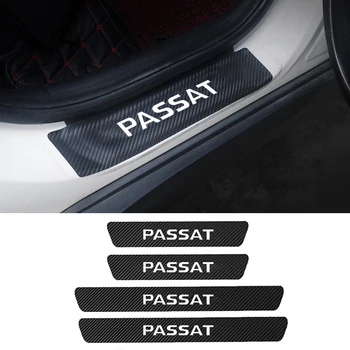 

For Volkswagen VW Passat B6 B7 B8 CC 3C 3B 3G 4pcs PU Leather Car Door Sill Stickers Welcome Pedals Cover Protector Accessories