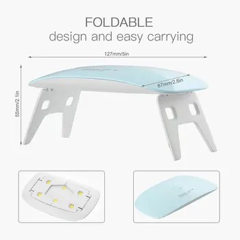 

Foldable 6W Cheap Mini UV LED Nail Lamp Nail Gel Polish Dryer LED UV Gel Curing Nail Lamp 45s/60s Timer for Fingernail Toenail