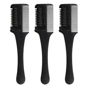 

3pcs Hair Combs Knives 2in1 Haircut Devices Practical Black Stainless Steel Blade Hair Cutters DIY Professional Hair Trimmers