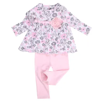 

New Cotton Newborn Infant Kids Baby Girl Clothes Casual Popular Flower O-neck T-shirt + Legging Pant 2Pcs Outfits Clothes Set