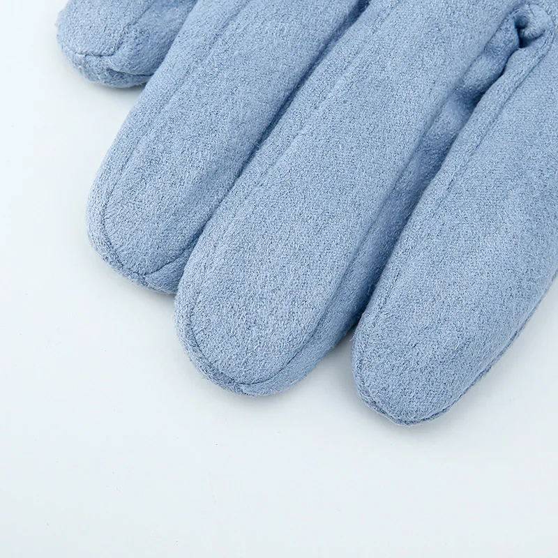 Winter new brand designer striped gloves women suede touch screen warm gloves girl plus velvet outdoor riding five-finger gloves