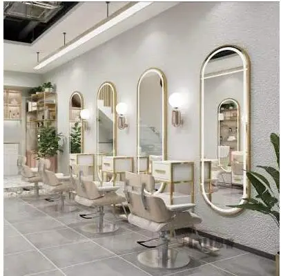 Barber shop mirror modern style hairdressing mirror European style hair salon special wall hanging with light trendy hair