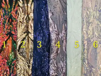 

Green Sequins African Net Lace Fabric 2019 New Nigerian Sequined Embroidered Mesh Wedding Bride Dresses Laces Sewing Net Fabrics