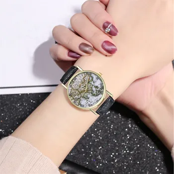 

Luxury Ladies Watch Classic Stainless Steel dial Watch Frosted Leather Temperament Wrist Watch Female Clock relogio feminino