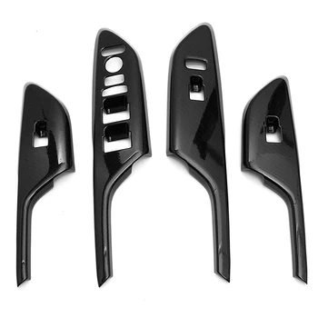 

4pcs Carbon Fiber Car Door Window Switch Cover Black For Honda Civic 10th Gen 2016 2017 Door Armrest Window Lift Panel Cover