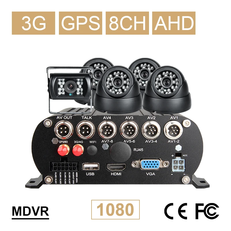 Наружная и внутренняя 5 шт. HD Автомобильная камера с 8-канальным 3G GPS HDD жестким