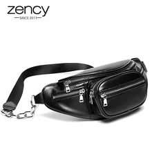 Zency, натуральная кожа, модная женская нагрудная сумка, высокое качество, много карманов, нагрудные сумки, классическая черная сумка через плечо