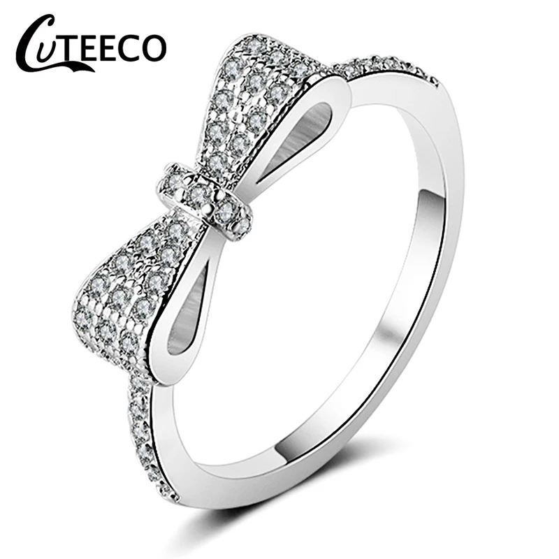 AD0711 CUTEECO розовое золото серебро Циркон Обручальное кольцо кристалл обручальные кольца для женщин модные ювелирные изделия подарок Anillos Mujer - Цвет основного камня: AD0711