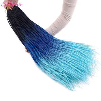 

Sallyhair 20 Strands Ombre Color Senegal Twist Braids Hair Extensions Blue Grey High Temperature Synthetic Crochet Braiding Hair
