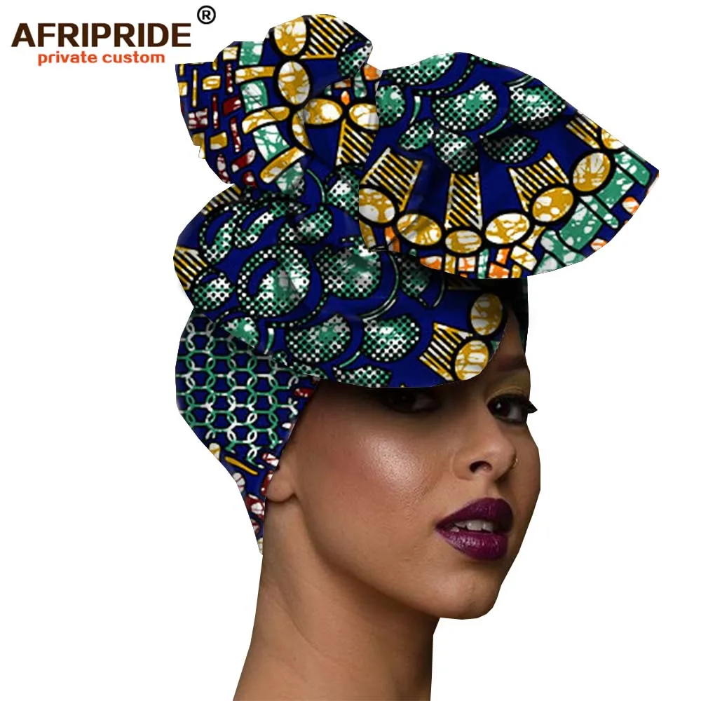 Африканская мода, повязка на голову для женщин, AFRIPRIDE, bazin richi, высокое качество, хлопок, воск, принт, Женская бандана A19H001 - Цвет: 480