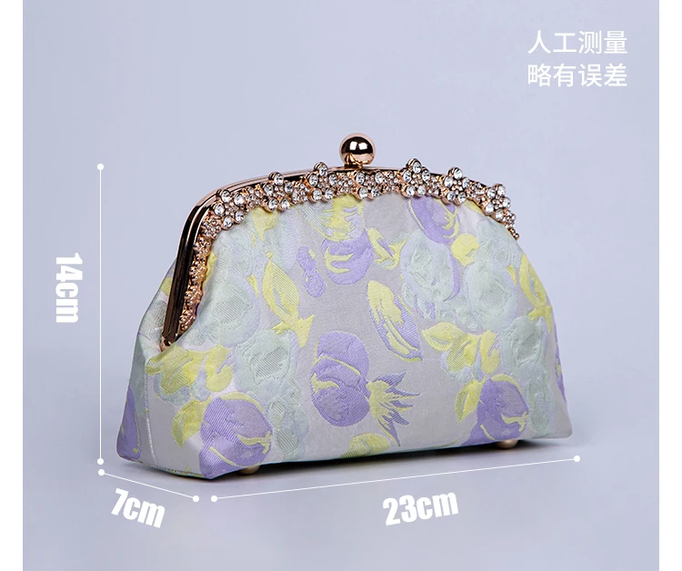 2021 New Arrival Floral Luxury Diamond Vintage Handmade Fabric Needlework Material Kit Set Mouth Gold Brand Frame Women Handbag
