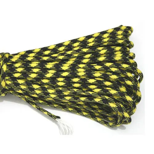 Yellow Black 30 футов/50 футов/100 футов 550lb паракордовый шнур парашютный шнур 7 основных канатов 4 мм диаметр Кемпинг Туризм Открытый дом камуфляж цвета - Цвет: Yellow Black