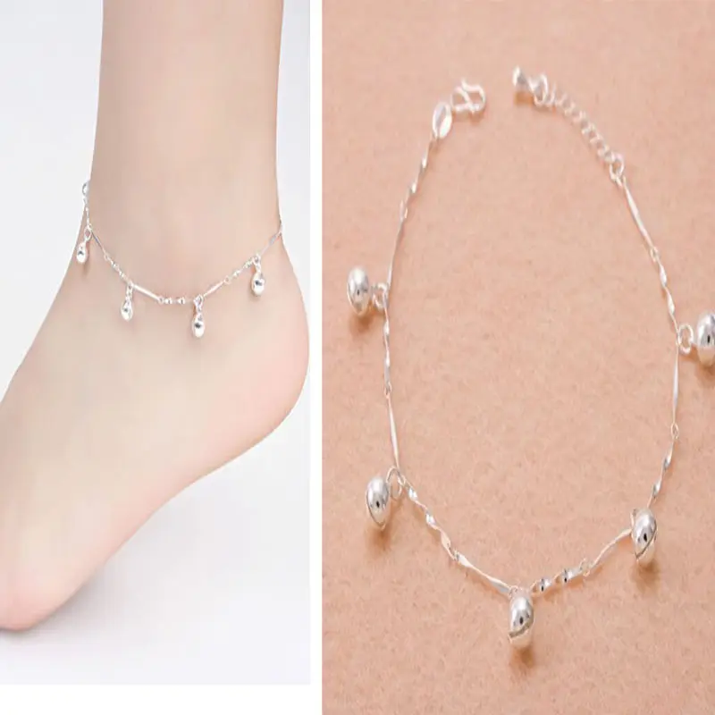 Шарм серебряный цвет цепи колокол ножные браслеты для женщин лодыжки браслет цепь кристалл ноги ювелирные изделия