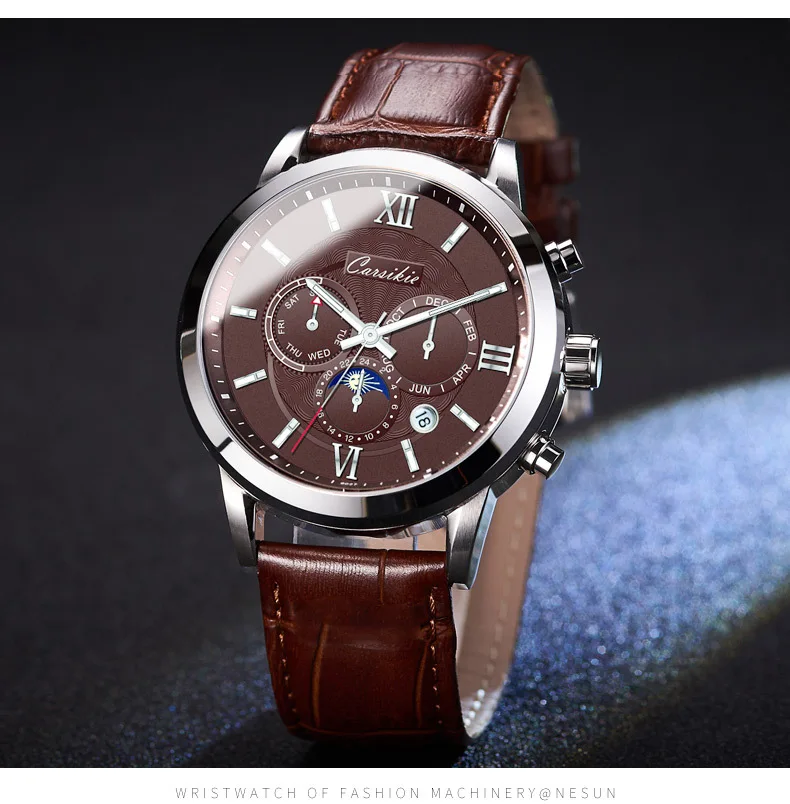 New Style Waterproof Business Trend Night Light Watch Men Fully Automatic Analog Watch MEN'S Watch Top Grade Leather Belt S
