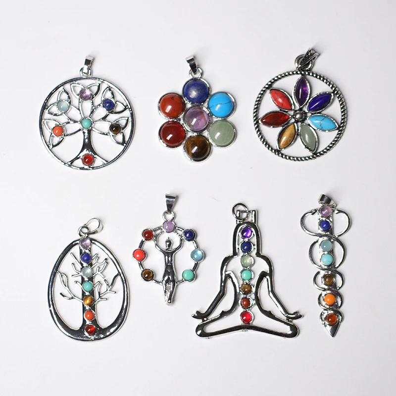 1 шт. натуральный кварц семь чакра кулон в виде дерева жизни с украшением